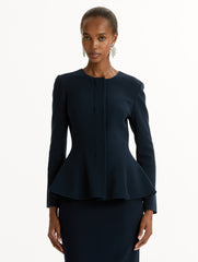 Oscar de la Renta Peplum Wool-Blend Jacket