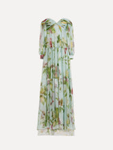 Oscar de la Renta Chiné Dominican Mixed-Floral Chiffon Sweetheart Gown