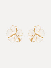 Oscar de la Renta Enamel Hibiscus Clip-On Earrings