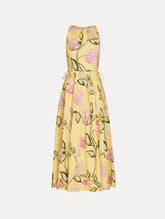 Oscar de la Renta Porcelain Flower Cotton Poplin Pleated Dress