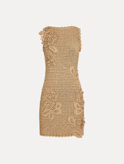 Oscar de la Renta Porcelain Flower Crochet Lattice Dress