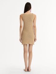 Oscar de la Renta Porcelain Flower Crochet Lattice Dress