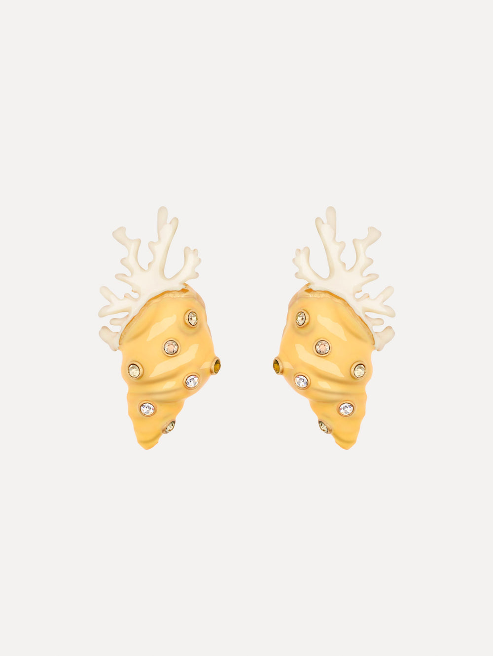 Oscar de la Renta Enamel Seashell and Coral Earrings