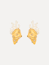 Oscar de la Renta Enamel Seashell and Coral Earrings