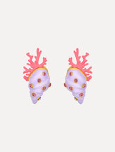 Oscar de la Renta Enamel Seashell and Coral Earrings