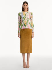 Oscar de la Renta Foxglove Printed Cardigan