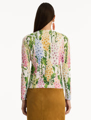 Oscar de la Renta Foxglove Printed Cardigan