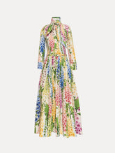 Oscar de la Renta Foxglove Cotton Poplin Tie-Neck Dress