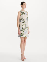 Oscar de la Renta Porcelain Flower Faille Shift Dress