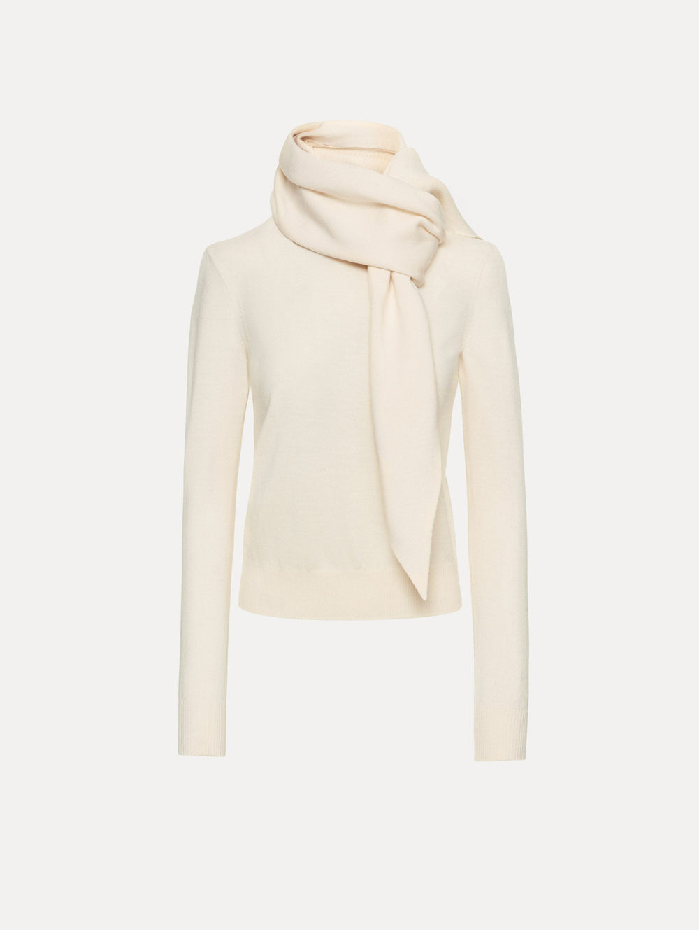 Oscar de la Renta Virgin Wool Pullover with Scarf