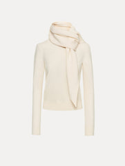 Oscar de la Renta Virgin Wool Pullover with Scarf
