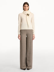 Oscar de la Renta Virgin Wool Pullover with Scarf