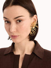 Oscar de la Renta Openwork Pineapple Clip-On Earrings
