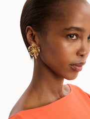 Oscar de la Renta Openwork Hibiscus Earrings