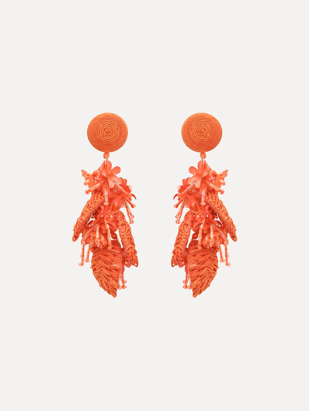 Oscar de la Renta Raffia Tassel Bouquet Clip-On Earrings
