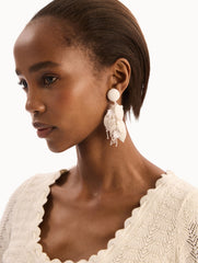 Oscar de la Renta Raffia Tassel Bouquet Clip-On Earrings