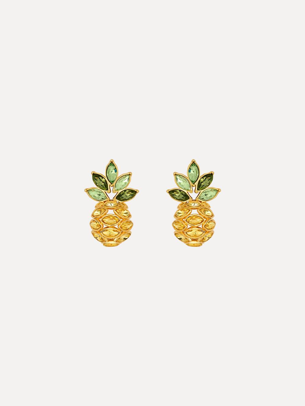 Oscar de la Renta Pineapple Crystal Leaf Clip-On Earrings