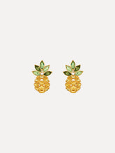 Oscar de la Renta Pineapple Crystal Leaf Clip-On Earrings