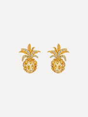 Oscar de la Renta Pineapple Pavé Clip-On Earrings