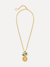 Oscar de la Renta Pineapple Crystal Leaf Pendant Necklace