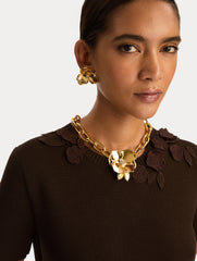 Oscar de la Renta Gold Blossom Chain-Link Necklace