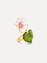 Oscar de la Renta Enamel Cyclamen Ring