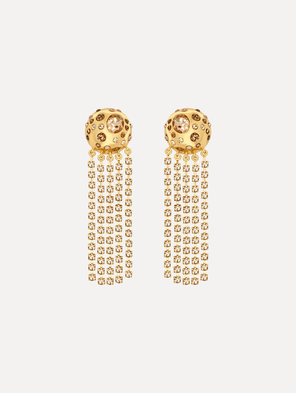 Oscar de la Renta Crystal Fringe Chandelier Earrings