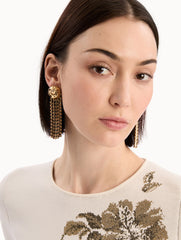Oscar de la Renta Crystal Fringe Chandelier Earrings