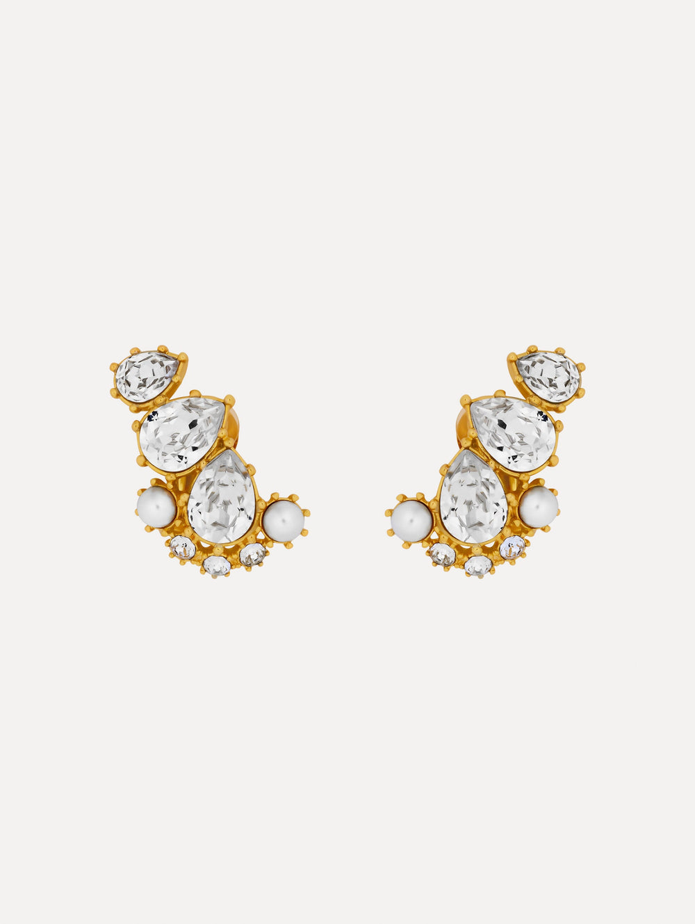 Oscar de la Renta Faceted Crystal Cuff Clip-On Earrings