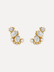Oscar de la Renta Faceted Crystal Cuff Clip-On Earrings