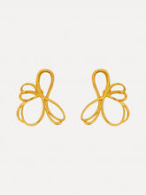 Oscar de la Renta Threaded Flower Asymmetrical Clip-On Earrings