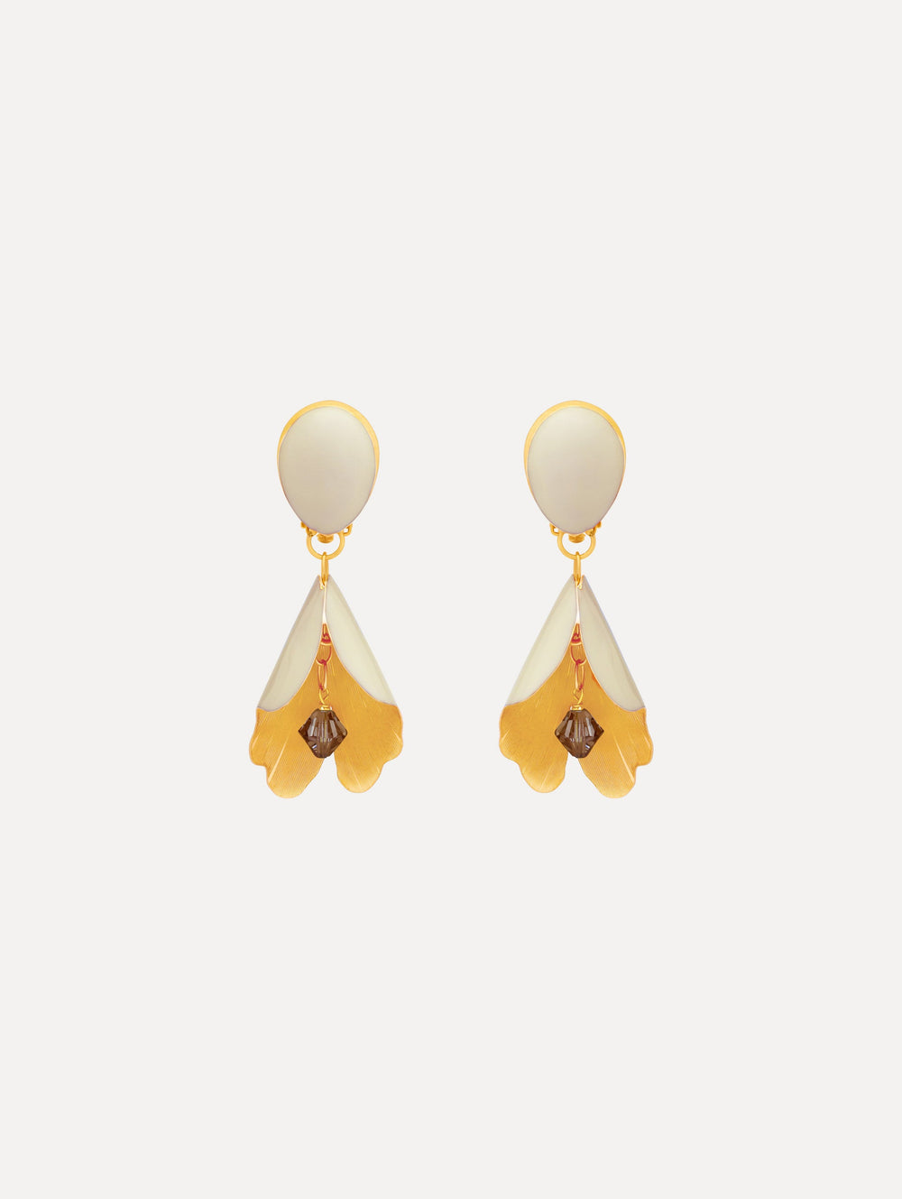 Oscar de la Renta Enamel Bellflower Clip-On Earrings