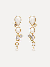 Oscar de la Renta Pearls & Rhinestones Drop Clip-On Earrings