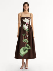 Oscar de la Renta Chiné Cyclamen Faille Cocktail Dress