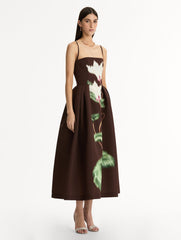 Oscar de la Renta Chiné Cyclamen Faille Cocktail Dress