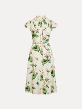 Oscar de la Renta Chiné Cyclamen Cotton Poplin Cap Sleeve Dress
