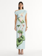 Oscar de la Renta Chiné Cyclamen Jersey Dress