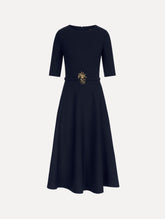 Oscar de la Renta Pineapple Belt Wool Dress
