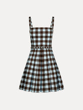 Oscar de la Renta Gingham Cotton Poplin Sleeveless Dress