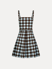 Oscar de la Renta Gingham Cotton Poplin Sleeveless Dress