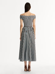 Oscar de la Renta Gingham Cotton Poplin Dress