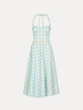 Oscar de la Renta Gingham Bustier Wool-Blend Dress