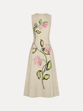 Oscar de la Renta Porcelain Flower Cotton Poplin Sleeveless Dress