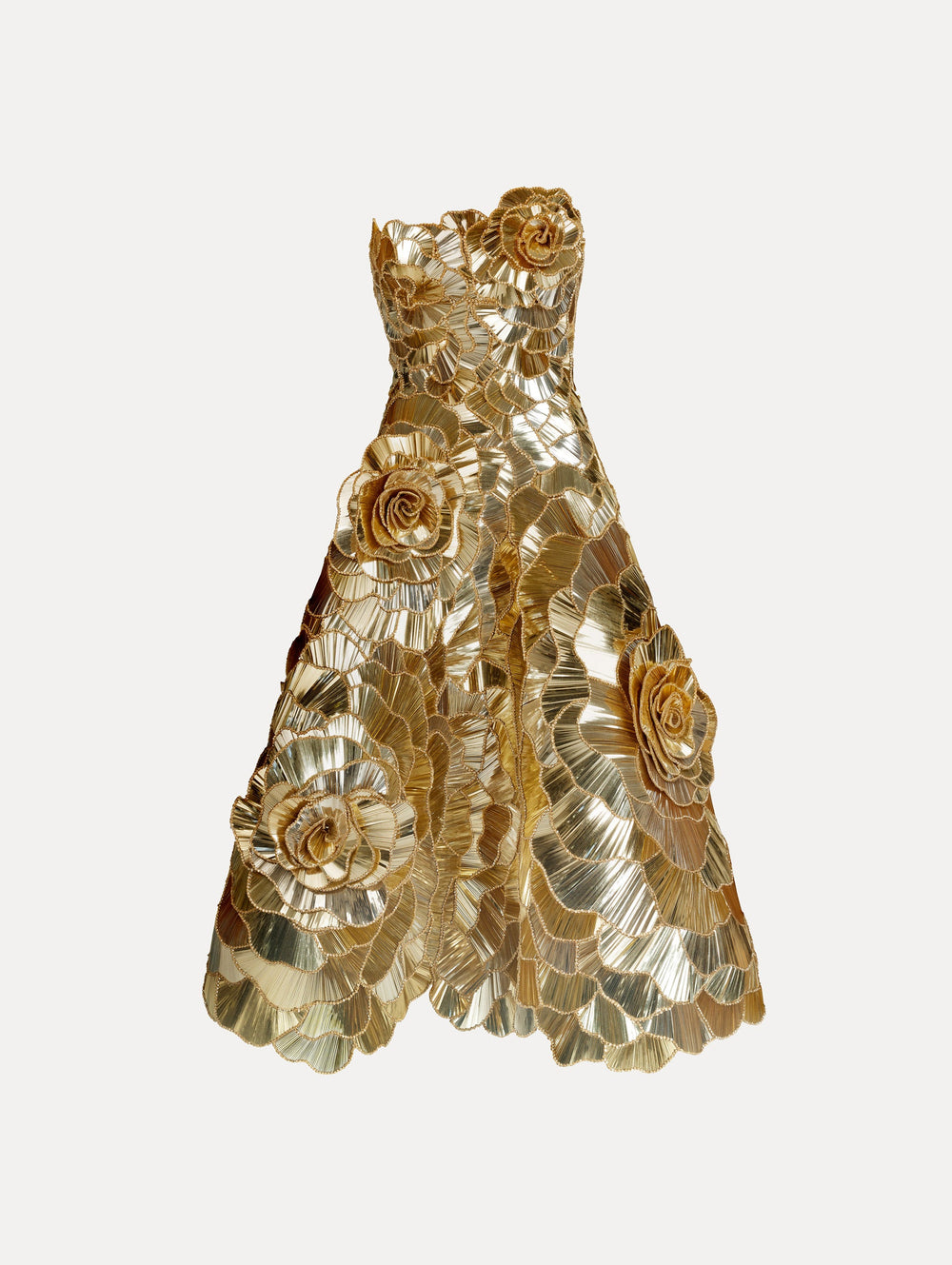 Oscar de la Renta Geometric Sequin Rosette Cocktail Dress