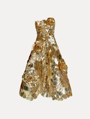 Oscar de la Renta Geometric Sequin Rosette Cocktail Dress