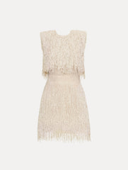 Oscar de la Renta Pearl Fringe Cocktail Dress