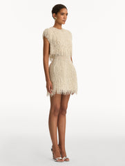 Oscar de la Renta Pearl Fringe Cocktail Dress