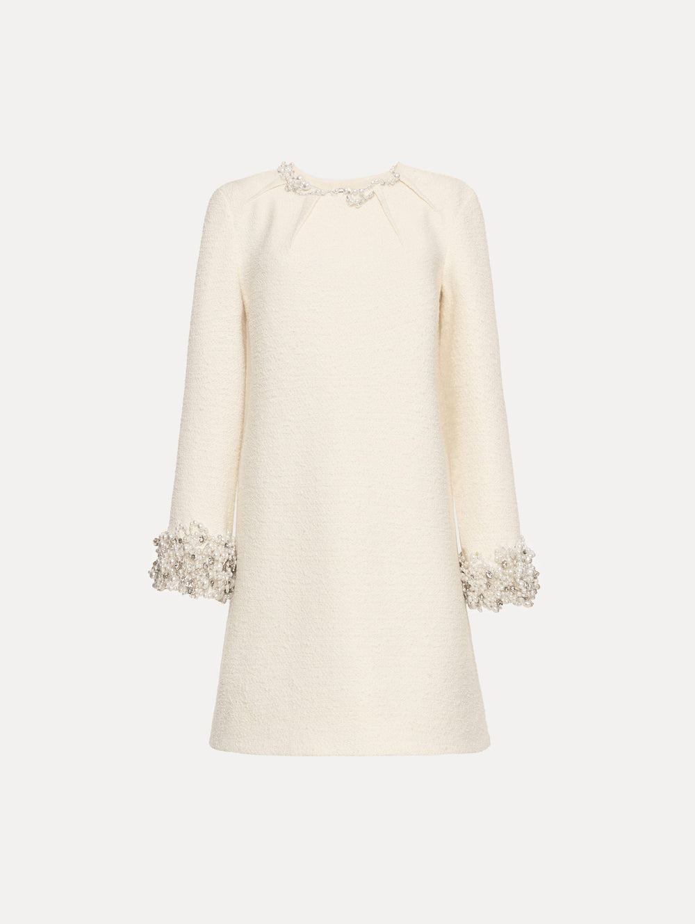 Oscar de la Renta Pearl Embroidered Tweed Shift Dress