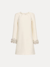 Oscar de la Renta Pearl Embroidered Tweed Shift Dress