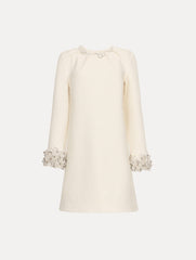 Oscar de la Renta Pearl Embroidered Tweed Shift Dress